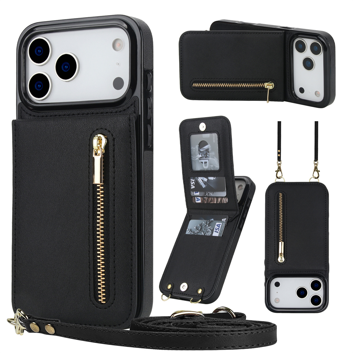 Leather Wallet Card Holder Phone Cover - Crossbody Rits Portemonnee Kaarthouder Lederen Telefoonhoesje