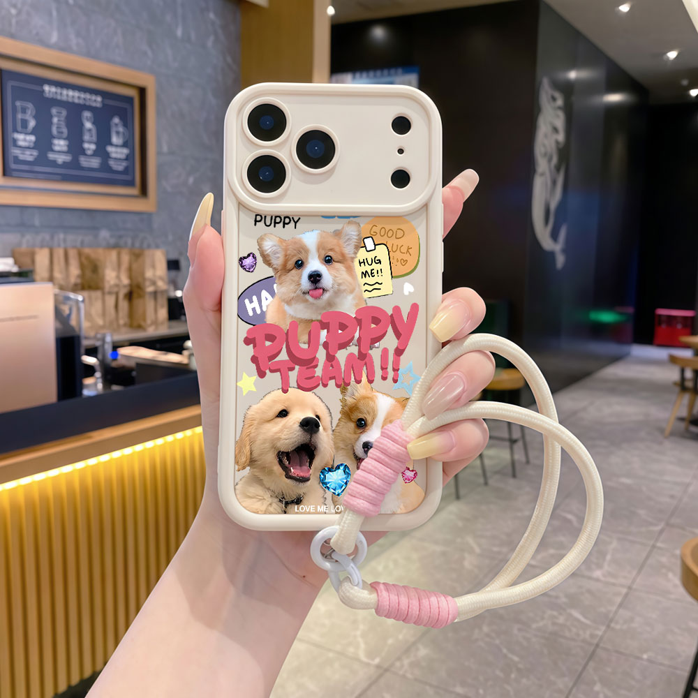 Cute Cartoon Wrist Strap Silicone Case - Zachte telefoonhoesjes met polsbandje voor Samsung