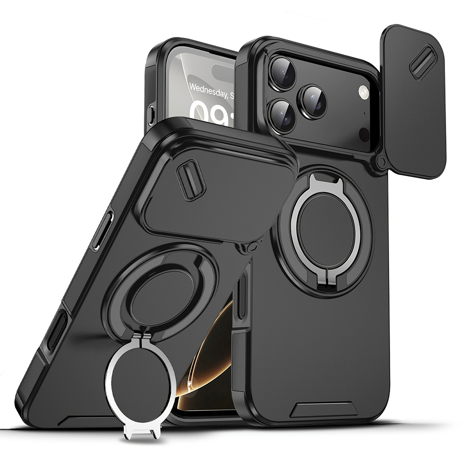 Heavy Duty 360 Full Body Protective Case - Robuuste, schokbestendige magnetische telefoonhoes met schuifbare