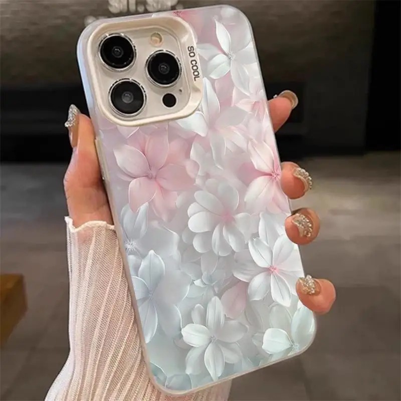 Screen Protectors - Roze Bloemenhoesje voor iPhone 15 Pro