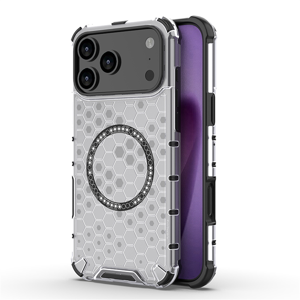 Clear Shockproof Bumper Case - Luxe Clear Honeycomb Armor Magnetische Case