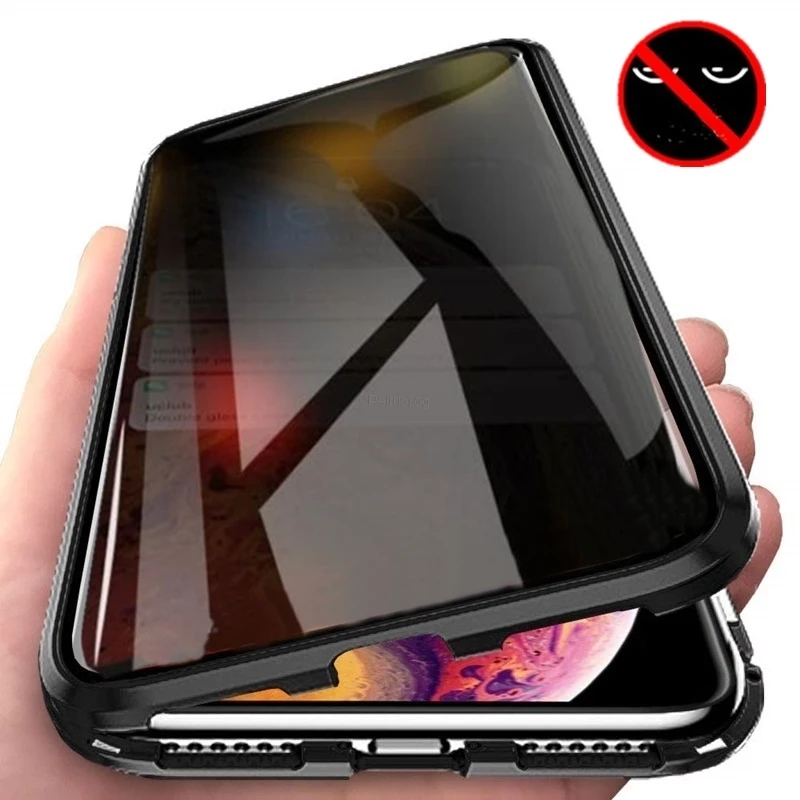 Anti Spy Privacy Glass Case - Magnetische privacy hoes van gehard glas