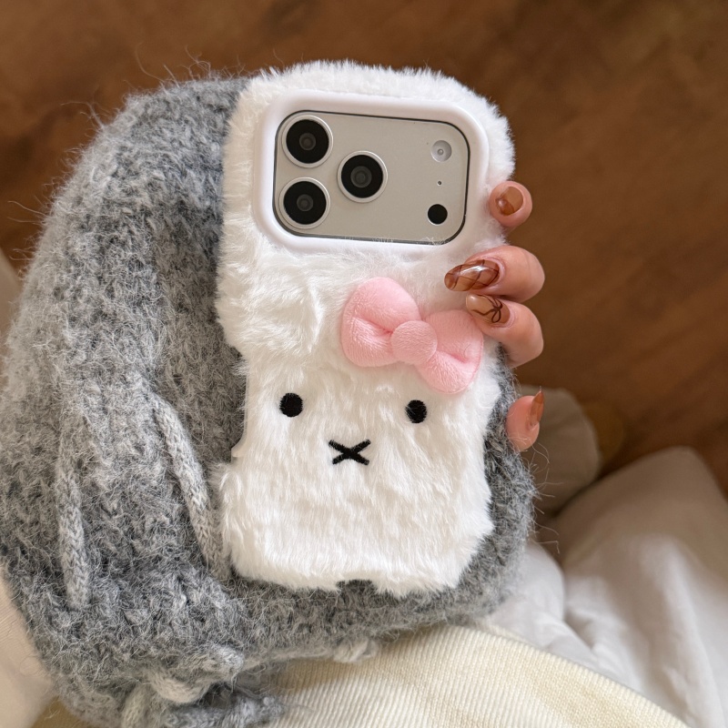 Leuke cartoon Wit Pluizig bont - Cute Cartoon Wrist Strap Silicone Case recensie en prijs