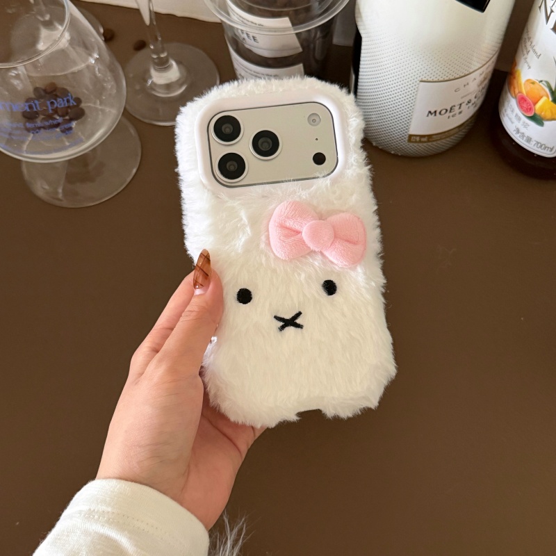 Leuke cartoon Wit Pluizig bont - Cute Cartoon Wrist Strap Silicone Case recensie en prijs