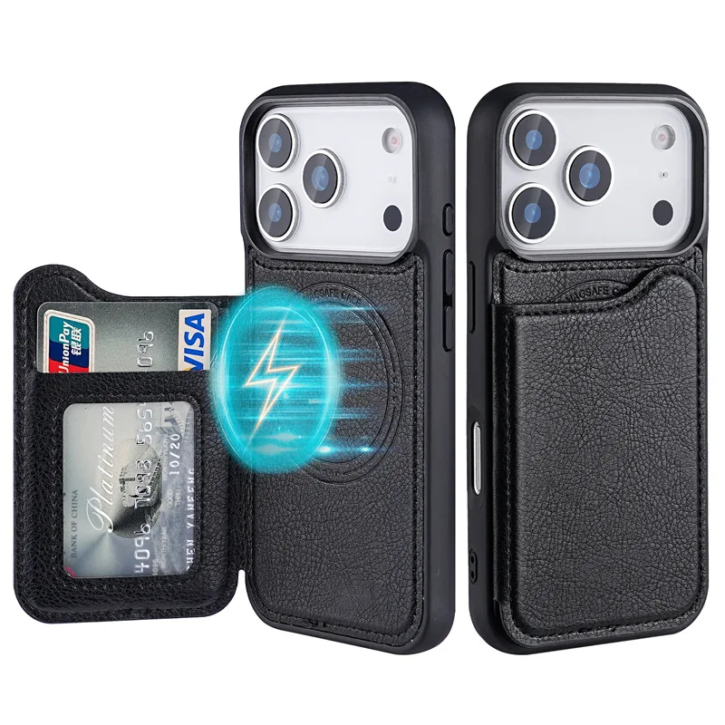 Voor Magsafe Magnetische Flip  - Leather Wallet Card Holder Phone Cover recensie en prijs