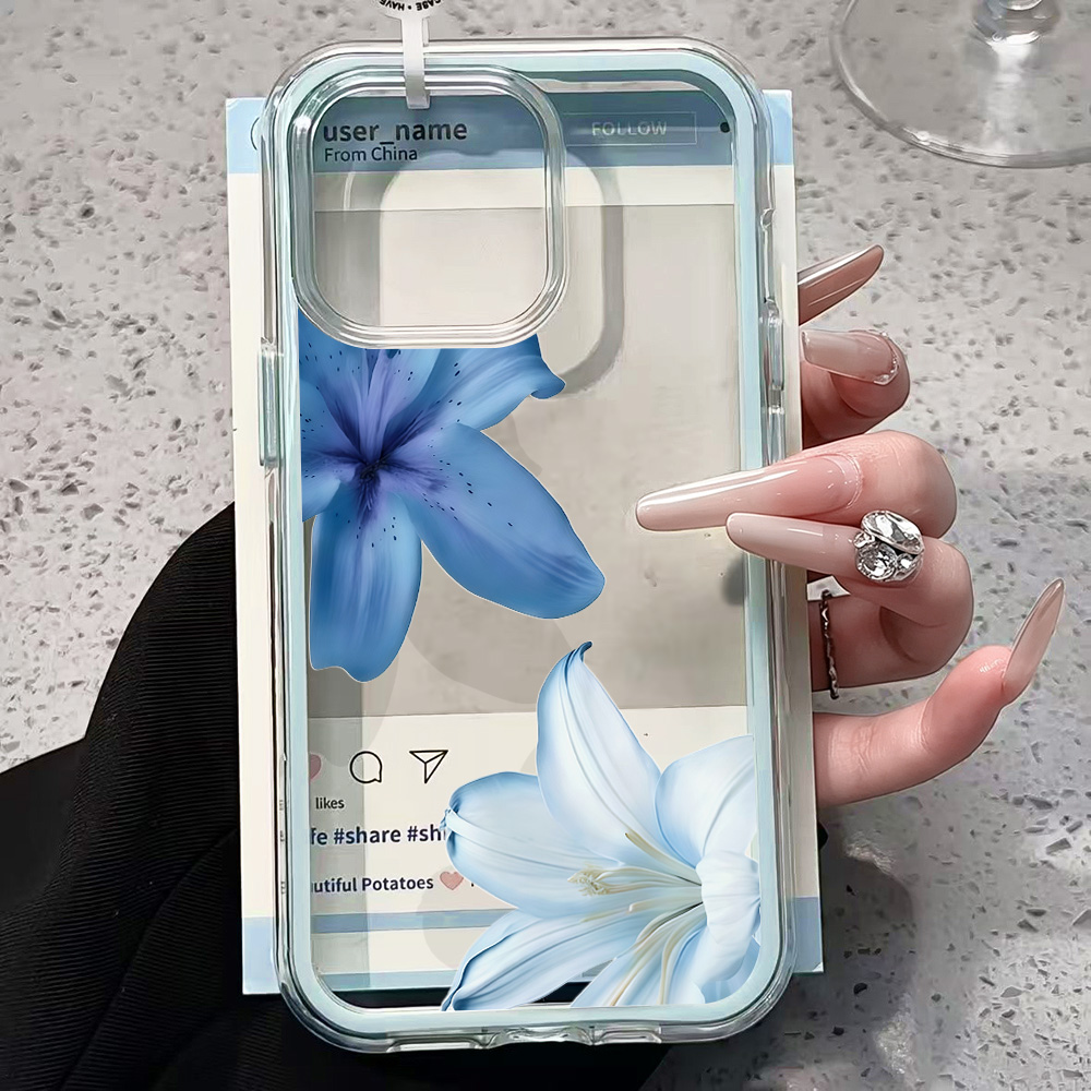 Blauwe Lelie Bloem Transparant - Clear Shockproof Bumper Case recensie en prijs