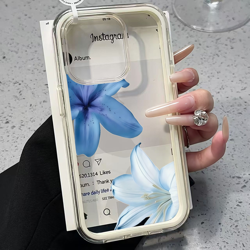 Blauwe Lelie Bloem Transparant - Clear Shockproof Bumper Case recensie en prijs