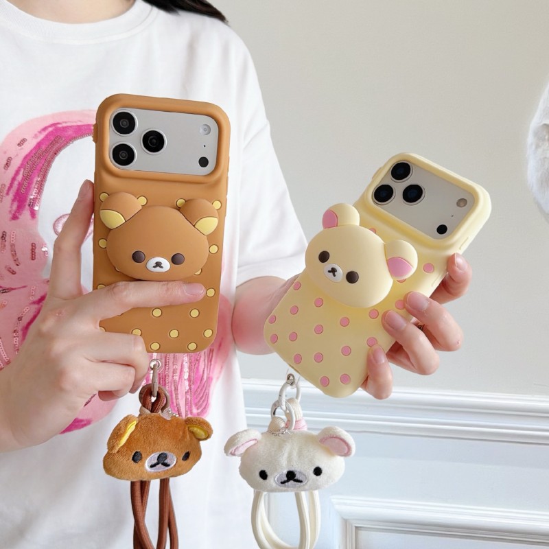 3D Rilakkuma Beer Polka Dot si - Cute Cartoon Wrist Strap Silicone Case recensie en prijs
