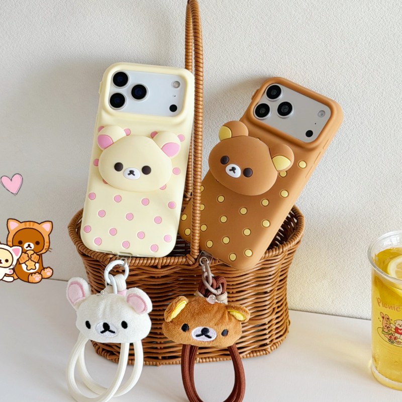 3D Rilakkuma Beer Polka Dot si - Cute Cartoon Wrist Strap Silicone Case recensie en prijs
