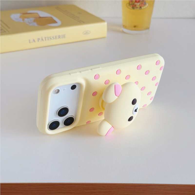 3D Rilakkuma Beer Polka Dot si - Cute Cartoon Wrist Strap Silicone Case recensie en prijs