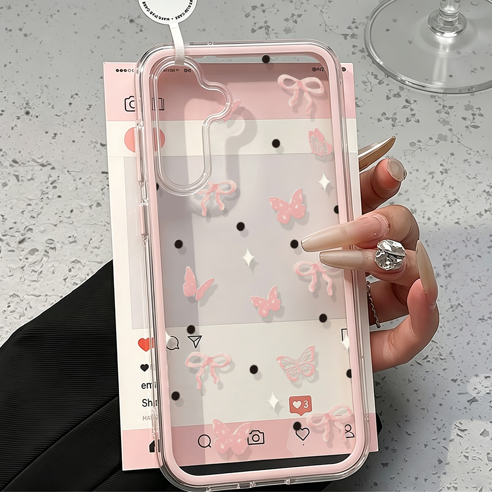 Schattig roze strik zachte tel - Clear Shockproof Bumper Case recensie en prijs