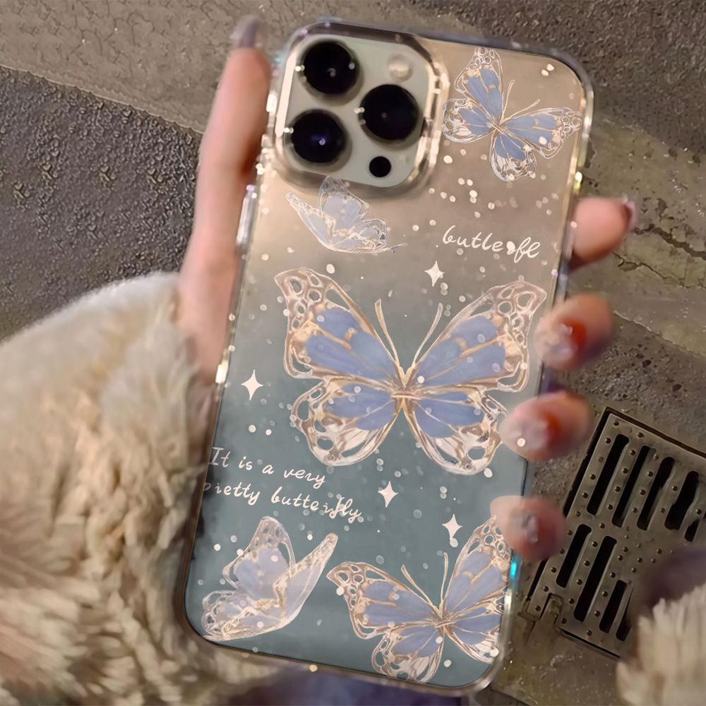 Luxe Blauwe Vlinder Glitter Te - Clear Shockproof Bumper Case recensie en prijs